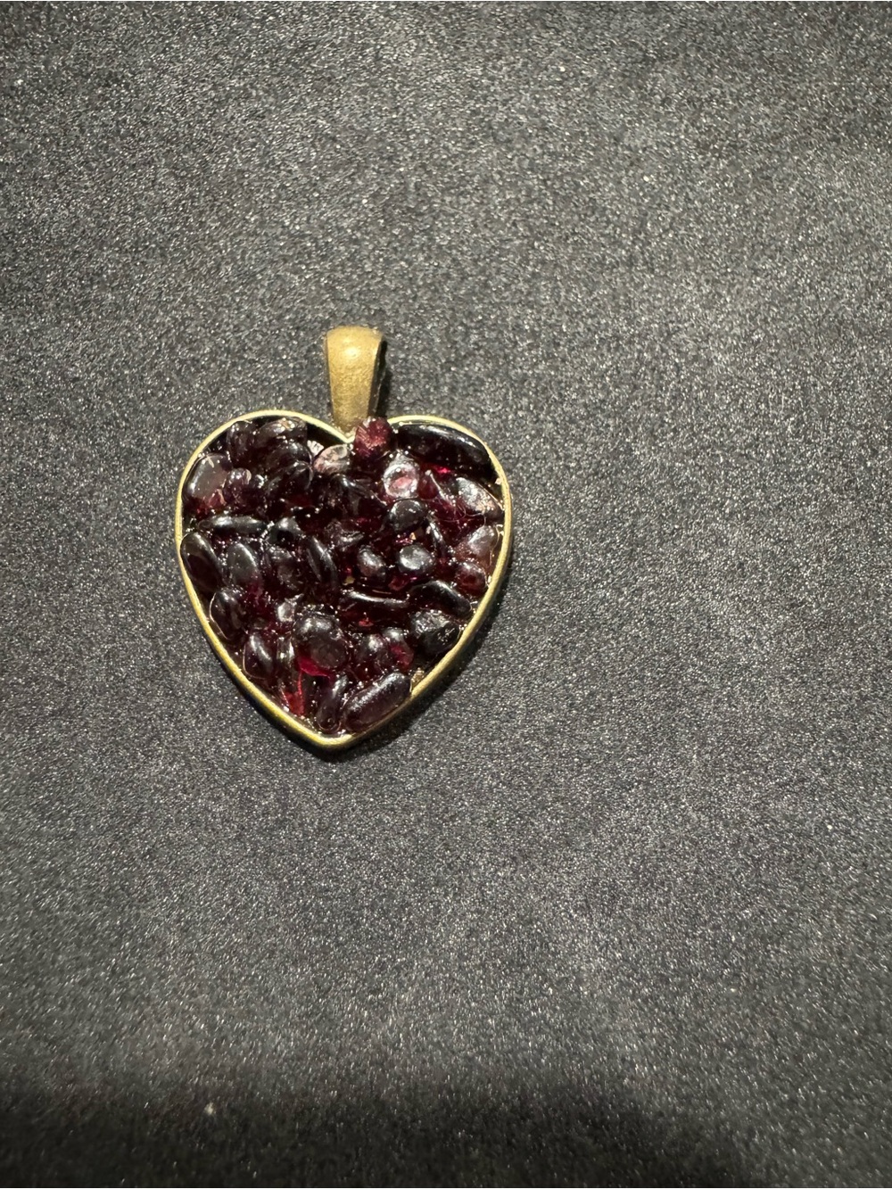 Handmade Heart-Shaped Garnet Chip Pendant in Deep Red